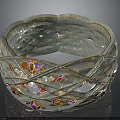 Decorative Transparent Glass Bracelet With Colorful Gemstones And Golden Frame