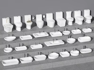 Various Modern Bathroom Sinks With Different Design Styles For Home Decoration 3d model