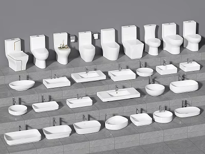 Modern wash basin toilet wash table toilet faucet 3d model