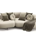 Multiplayer Sofa Nordic Fabric Sofa Shaped Sofa 3d model