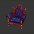 Luxurious Blue Velvet Armchair With Gold Carved Accents And Ornate Design