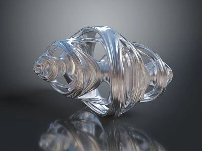 Transparent Spiral Sculpture With Glossy Twisted Design And Artistic Reflective Surface 3d model
