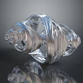 Transparent Spiral Sculpture With Glossy Twisted Design And Artistic Reflective Surface