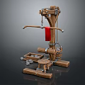 Wooden Sports Training Equipment With Catapult Structure Stones And Red Component