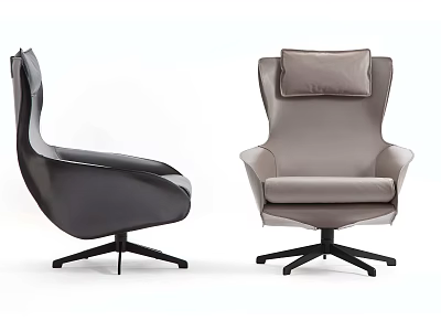 Modern Office Chairs Black and Light Gray Padded Seats Armrests Swivel Five Star Base Design 3d model