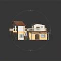Two Story Yellow Building With Red Tiled Roof Balcony And Brazilian Flag Design