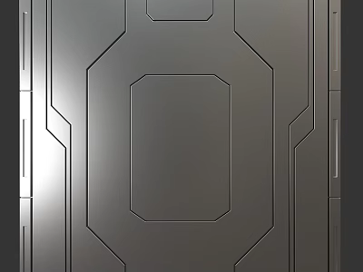 Futuristic Sci Fi Scene Featuring Silver Metallic Panel With Geometric Recessed Patterns 3d model