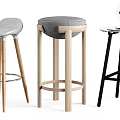 Various Modern Bar Stools With Wooden Metal Frames And Different Backrest Designs 3d model