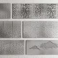 Diverse Wall Panels Design Samples With Decorative Perforated And Mountain Patterns 3d model