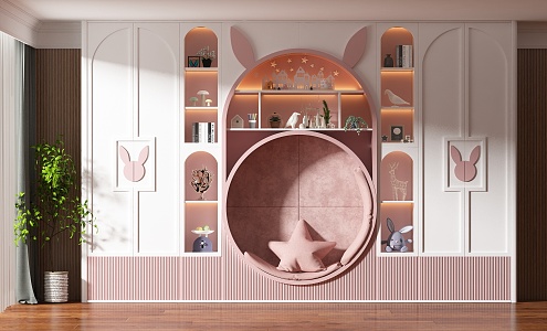 Children's Room Wardrobe Locker Girl's Room Decorative Cabinet 3d model