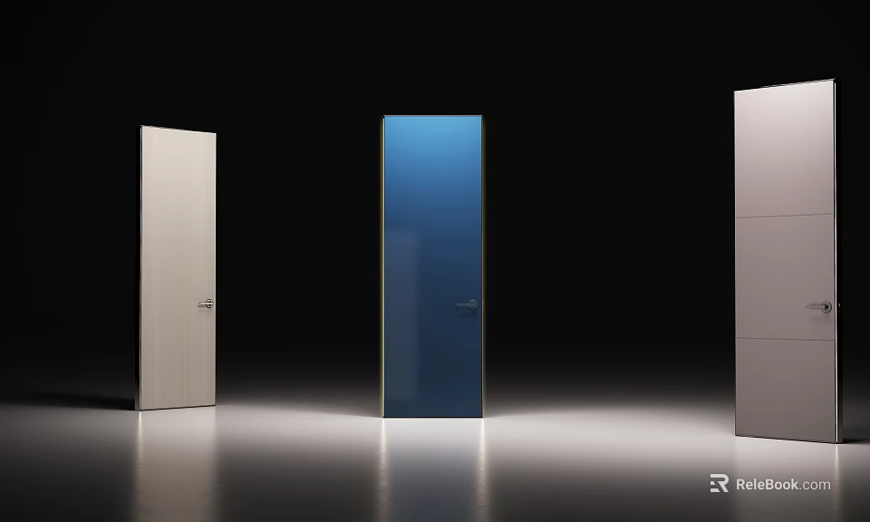 Modern Hinged Doors With Blue Beige White Finish For Interior Space Design 3d model