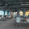 Modern Public Office Space With Open Layout Work Desks Green Plants And Large Windows