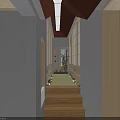 Traditional Hotel Corridor Interior With Wooden Stairs And Paper Screen Doors