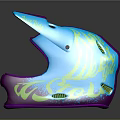 Sleek Colorful Blue Purple Gradient Helmet With Metallic Shine And Flame Design