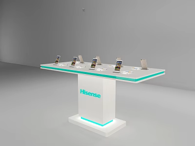 Hisense Mobile Phones Display Shelf With Modern White Design For Retail Exhibition 3d model