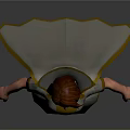 3D Game Movie Character With Brown Hair Gray Dress Yellow Cape And Brown Boots