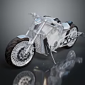 Modern Transparent Motorcycle Design Featuring Sleek Silver Frame Large Wheels And Reflective Surface 3d model