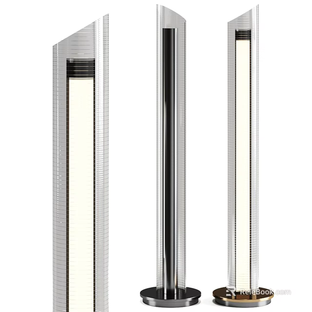 Modern Floor Lamp With Sleek Metal Design And White Illuminated Shade 3d model 