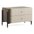 Modern Nightstand With Wooden Finish Two Drawers Metal Accents And Black Gold Legs