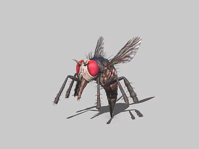Realistic House Fly With Red Compound Eyes And Transparent Wings 3D Rendering 3d model Realistic House Fly With Red Compound Eyes And Transparent Wings 3D Rendering 3d model