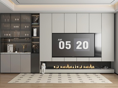 TV background wall full wall TV cabinet TV cabinet ornaments 3d model