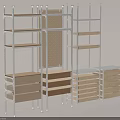 Multifunctional Storage Shelving Unit With Metal Frame Wooden Shelves Drawers And Pegboard