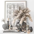 Decorative Ornaments Set With Metallic Candle Holders And Textured Vases For Home Decor