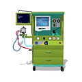 Mobile Green Medical Device With Drawers Display Screen Controls And Tubing
