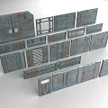Vintage Rustic Metal Switch Panels With Diverse Industrial Designs And Textures 3d model