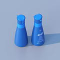 Two Blue Plastic Bottles For Daily Use Liquid With Press Pump Design 3d model