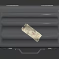 Elegant Metallic Silver Suitcase With Striped Design Emblem And Green Tag