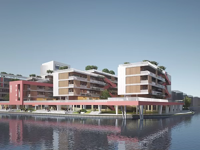 High-end school building along the river