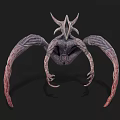 Dark Alien Monster Creature Design With Horns Wings And Long Limbs