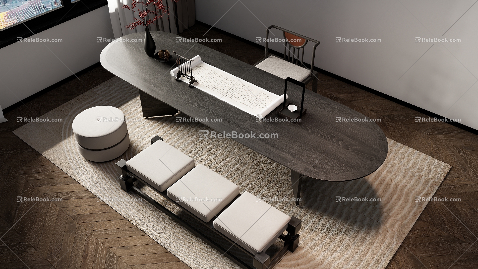 New Chinese Tea Table Tea Chair Combination 3d model