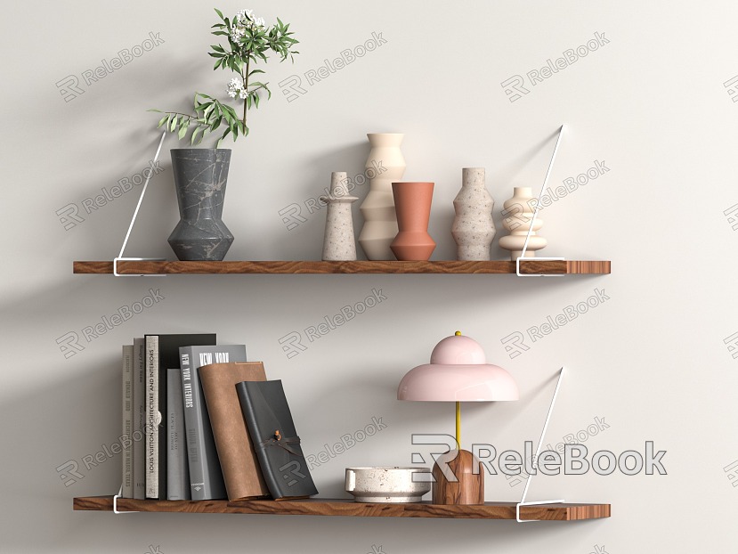 Wall Decoration Rack Storage Board Vase Book Table Lamp Ornaments Combination Rattan Single Chair model