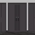 Three Modern Black Security Doors With Different Textured Designs And Metal Handles 3d model