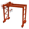 Red Industrial Crane Equipment With Various Lifting Structures And Frames 3d model