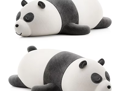 Cute Black And White Panda Plush Toy With Soft Material And Lying Position 3d model