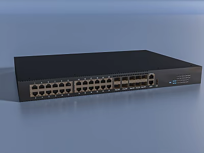 Industrial Network Switch With 24 Port Rack Mountable High Performance Ethernet Connectivity Device 3d model