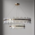 Elegant Modern Two Tiered Chandelier With Transparent Circular Panels And Golden Frame