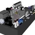 Laboratory Workbench Setup With Various Lab Equipment Test Tubes And Bottles 3d model