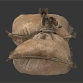 Two Brown Fabric Sacks As Practical Household Supplies With Rope Ties