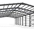 Large Open Steel Canopy Structure Featuring Metal Frame And Support Columns 3d model