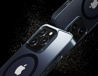 Latest iPhone Smartphone With Dual Camera Setup Sleek Metallic Design And Gold Sparkles Background 3d model