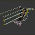 Industrial Mechanical Equipment With Multiple Metal Rods And Yellow Black Components