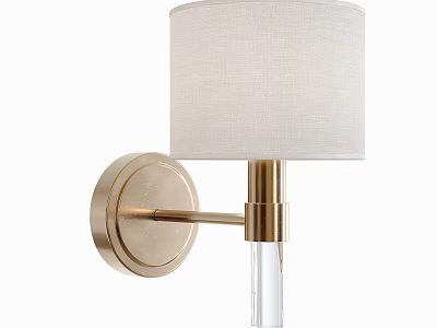 Modern Wall Lamp With Gold Base White Fabric Shade And Transparent Glass Decoration 3d model