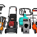 Various Lawn Mower Models As Agricultural Equipment With Different Colors And Designs