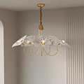 Modern Transparent Glass Petal Chandelier With Brown Rope Hanging And Golden Frame