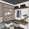 Modern display model room open cloakroom display cabinet 3d model