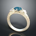 Exquisite Gold Ring With Blue Gemstone And Intricate Carved Patterns For Elegant Jewelry Collection